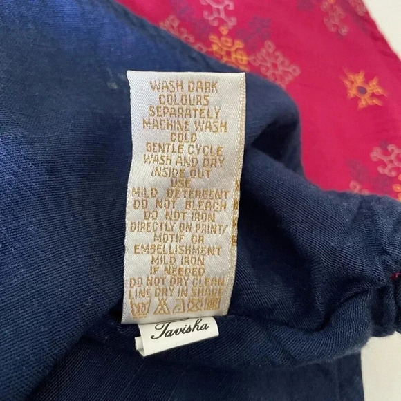 Tavisha Women’s Boho Top Medium Crop Blue/Fuschia Beaded Festival Hippie Casual - Picture 8 of 12